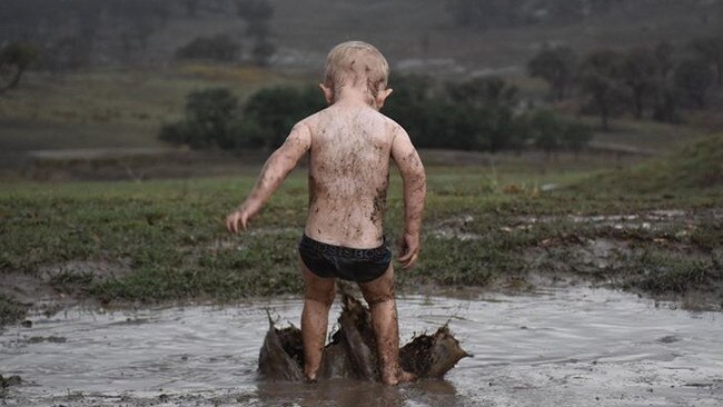 Archie, 2, wasn’t afraid to get into the mud. Picture: Supplied