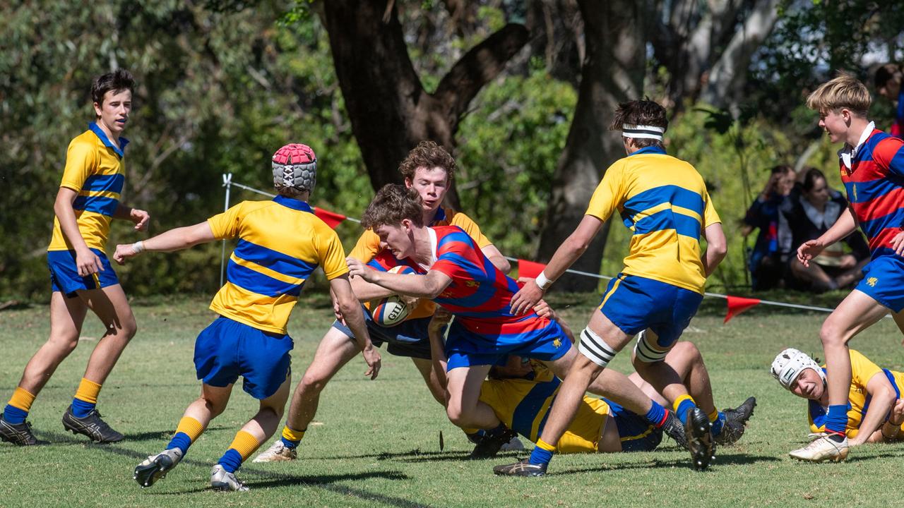 Downlands 16B vs TGS 16B. 2024 O'Callaghan Cup day at Downlands College. Photo by Nev Madsen