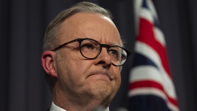 Prime Minister Anthony Albanese said Saturday’s result was ‘not the end of the road’. Picture: NCA NewsWire / Martin Ollman