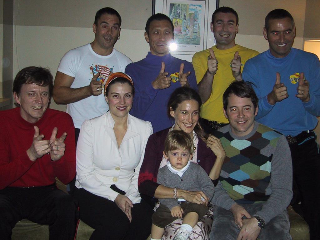 Sarah Jessica Parker with son James and husband Matthew Broderick with Australian entertainers The Wiggles.