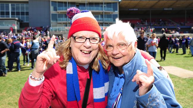 Sheryl Carey and mum Laurel Russell at Whitten Oval. Picture: Eugene Hyland