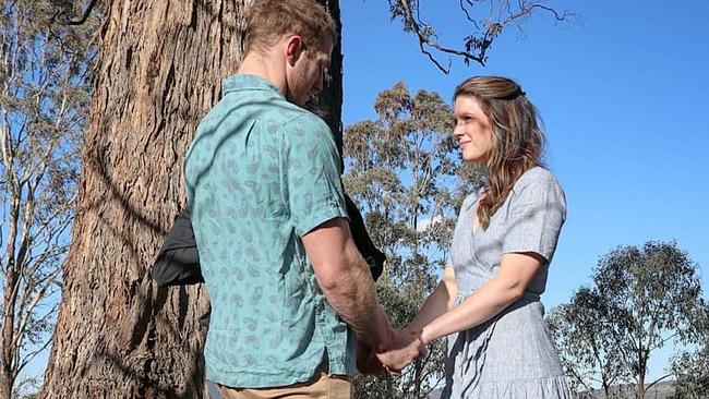 David Pocock and Emma Palandri exchange their wedding vows.