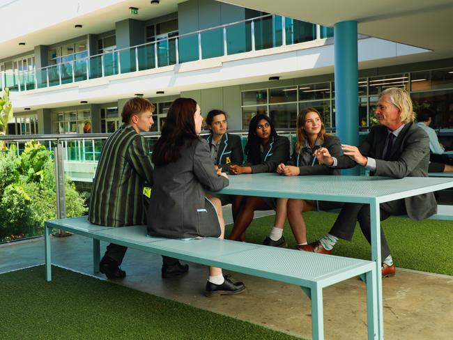 Albert Park College Principal Steve Cook talking to students.