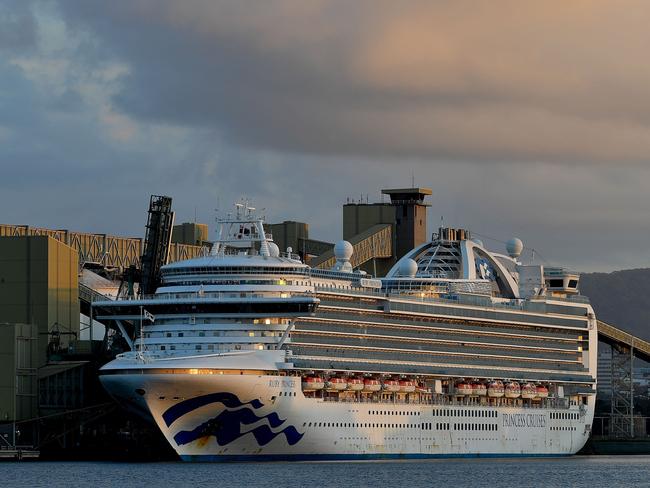 Ruby Princess docks in Port Kembla. Picture: AFP.