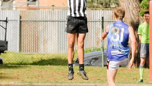 Jake Martin kicks for goal during his time with Tea Tree Gully. Picture: Morgan Sette