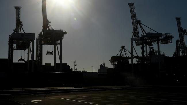 Melbourne’s docks will have less workers on them over the next four days of strike action. Picture: Nicole Garmston