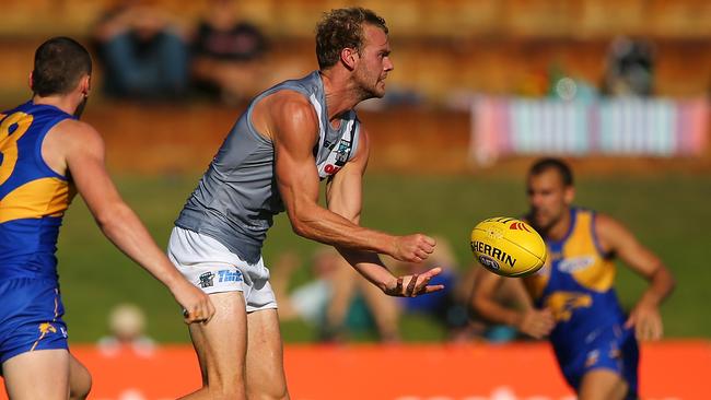 Jack Watts in action during Port Adelaide’s JLT Series defeat.