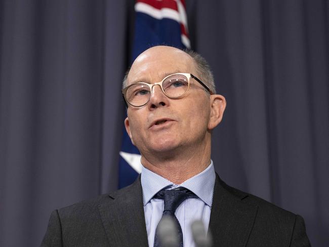 CANBERRA, AUSTRALIA- NewsWire Photos FEBRUARY 15, 2021: Chief Medical Officer Paul Kelly during a media conference on COVID-19 and the Australian GovernmentÃ&#149;s vaccination program in Parliament House in Canberra. Picture: NCA NewsWire / Gary Ramage