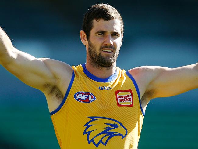 PERTH, AUSTRALIA - MAY 15: Jack Darling stands on the mark during a West Coast Eagles AFL training session at Subiaco Oval on May 15, 2018 in Perth, Australia. (Photo by Paul Kane/Getty Images)