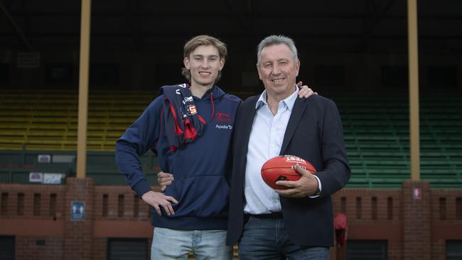 Crow Max Michalanney with his dad, Norwood great Jim Michalanney.