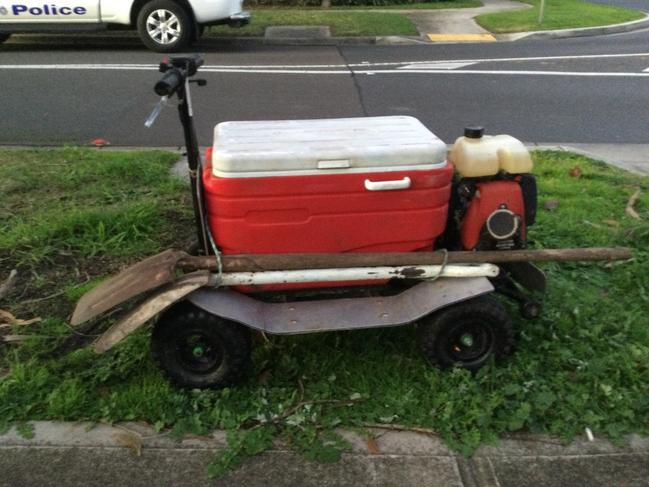 The teen’s Esky scooter contraption.