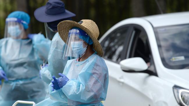 Covid-19 testing location at North Narrabeen. Picture: NCA NewsWire / Jeremy Piper