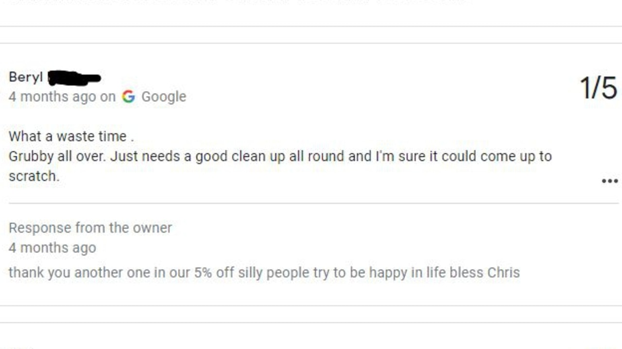 Batchelor Butterflyfarm Farm owner Christopher Horner responds to negative reviews on his business page in a hilarious manner. Picture: Google Reviews.