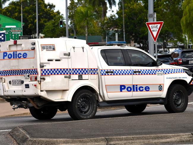 A Queensland Police Service Toyota Paddy Wagon on patrol outside the Ingham Court House and Ingham Police Station on Thursday. Picture: Cameron Bates