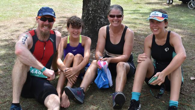 Luke, Zara, Lacreesha and Hayley Trevithick at the 2023 Mooloolaba Triathlon.