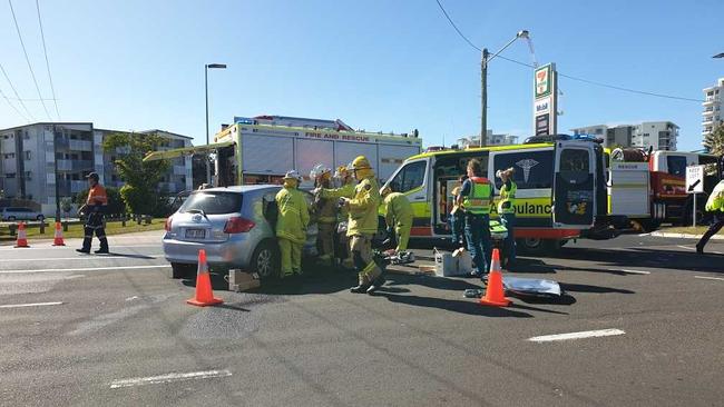 Emergency services are at the scene of a traffic crash on Aerodrome Rd. Picture: Matty Holdsworth