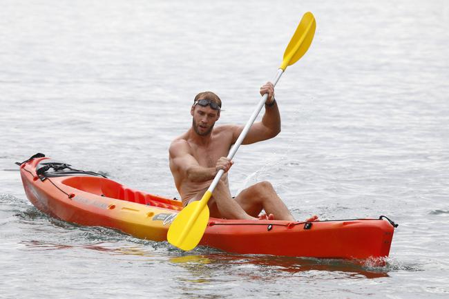 Gold Coast Suns player Jack Hombsch training at Palm Beach. Picture: Tertius Pickard