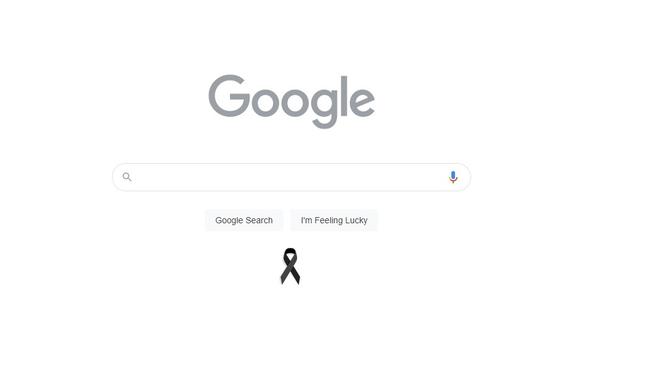 The search engine’s homepage was stripped back in homage to the Queen. Picture: Google.