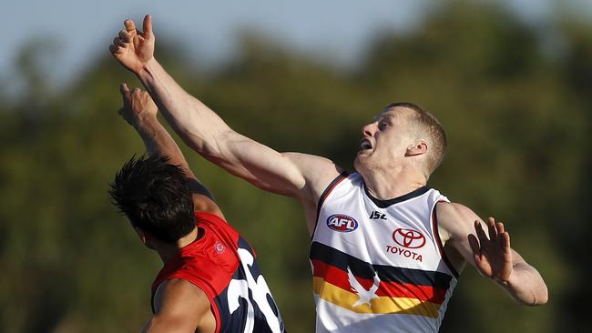 Reilly O’Brien was impressive in his first hitout for 2020. Picture: Dylan Burns/AFL Photos via Getty Images