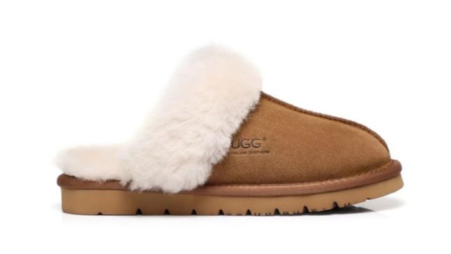 Australian Shepherd UGG Women's Muffin Premium Sheepskin Scuff Slipper. Picture: OZSALE