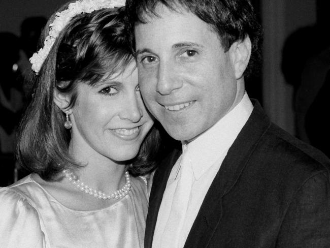 Fisher on the day of her marriage to pop star Paul Simon. Picture: Marty Lederhandler/AP