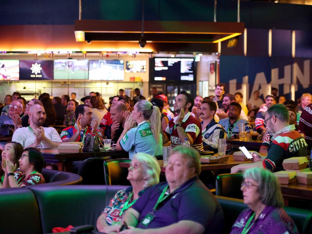 NRL fans get excited at the SuperCoach Viva non-Vegas Party at the Star Casino in Sydney. Picture: Damian Shaw