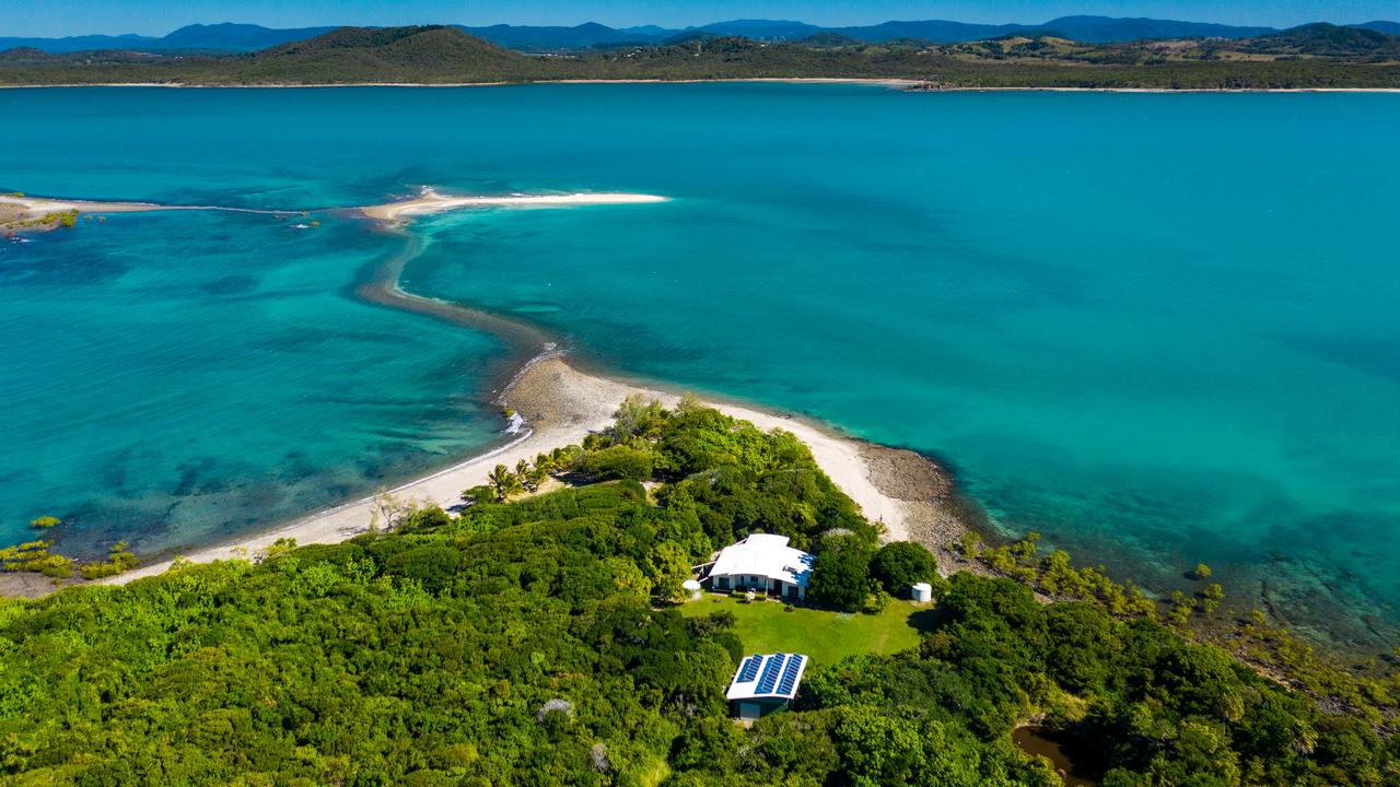 The residence on Victor Island is 100 per cent off-grid, including rainwater storage tanks and a desalination plant.