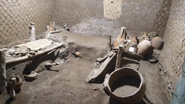 A villa where a ceremonial chariot and a stable with a harnessed horses were earlier unearthed. Picture: AFP