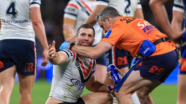 Tedesco has a history of head knocks, and could be replaced by Joseph Manu if he is unavailable for the Roosters in Round 26. Picture: Getty Images.