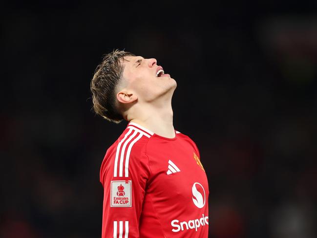 Alejandro Garnacho reacts after fulltime. Picture: Getty