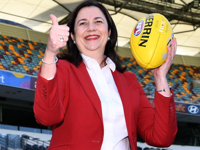 BRISBANE, AUSTRALIA, NewsWire Photos, SEPTEMBER 2, 2020. Queensland Premier Annastacia Palaszczuk during the announcement that the 2020 AFL Grand Final game will be played at the Gabba.Picture: NCA NewWire / Dan Peled