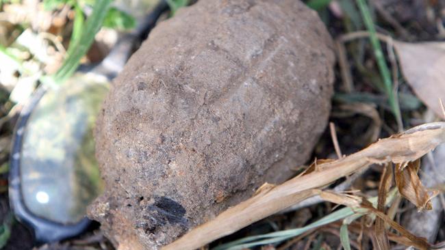 A World War Two era hand grenade bomb found in backyard of property at Mile End.