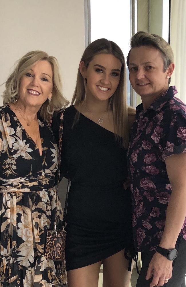 Libby Ruge and her mums Julie Ruge (left) and Jules Harrison. Picture: Supplied