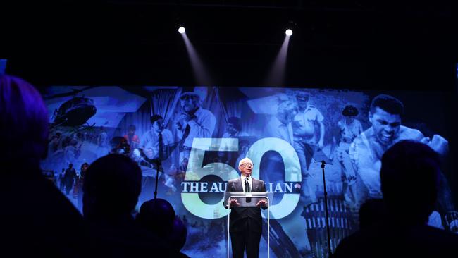 Rupert Murdoch speaks at The Australian’s 50th anniversary celebration in 2014.