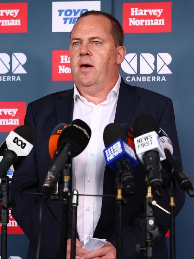 Giants CEO David Matthews had plenty to say. (Photo by Mark Metcalfe/Getty Images)