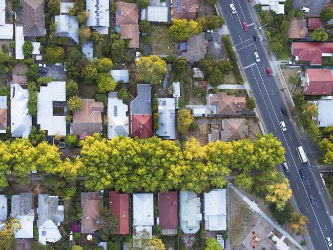 ESPLA view from directly above a residential suburb of Melbourn, in Victoria State, Australia.