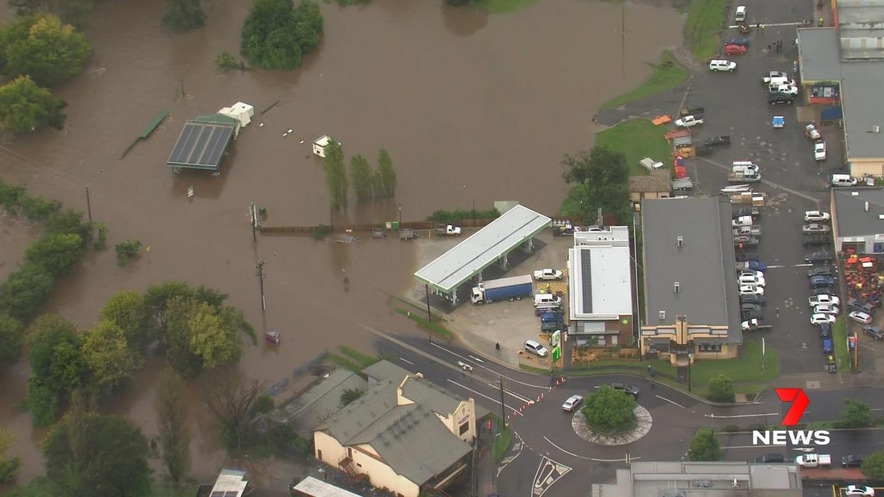 Footage from Camden showed large areas of the township completely submerged. Picture: Facebook – 7News.