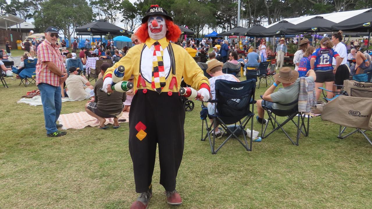 Rollo the clown entertaining the crowd at the Hervey Bay Seafood Festival.