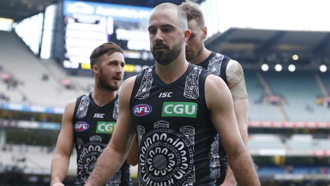 Steele Sidebottom and the Pies let it slip. Pic: AAP