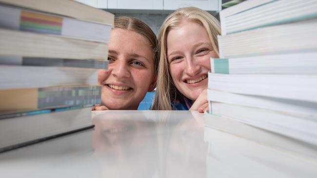 Mackenzie Sinclair and Veronica Fragapone have just completed year 12 at St Ignatius College in Geelong. Picture: Brad Fleet