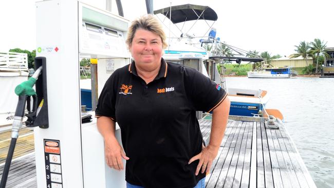 Then Cardwell Chamber of Commerce president Annette Swaine at her marine business Port of Call Fishing and Boating Supplies at Port Hinchinbrook in 2020. Picture: Cameron Bates