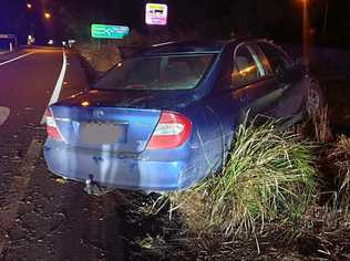 A car which crashed near Chinderah after a short pursuit. Police allegedly deteceted the P1 driver speeding at 203km/h