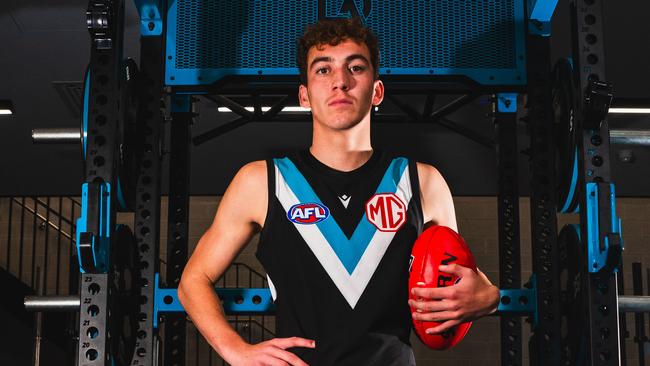 Port Adelaide mid-season draftee Logan Evans. Photo credit Matt Sampson