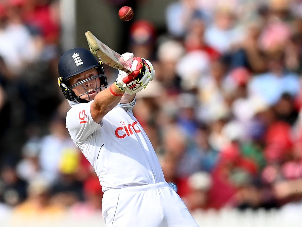 Ollie Pope wasn’t able to field with injury but was still able to bat at number three for England. Picture: Gareth Copley/Getty Images