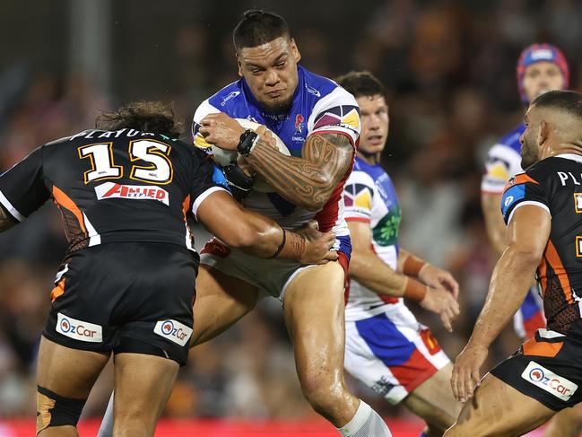 After losing prop Leo Thompson to the Bulldogs, Knights officials knew convincing Brown to defect would be an uphill battle. Picture: Getty Images