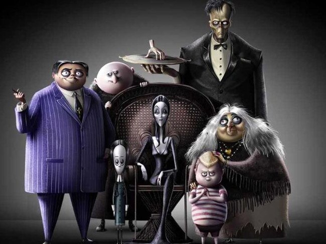 Morticia (voiced by Charlize Theron) and Gomez (voiced by Oscar Isaac) in a scene from the movie The Addams Family.