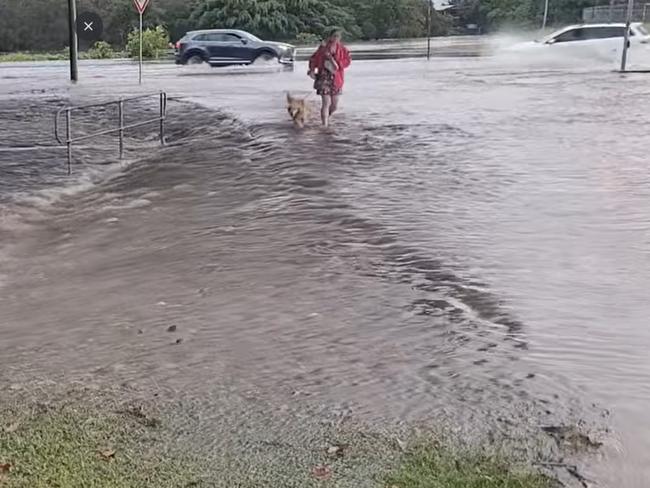 Facebook user Leanne Allford shared this photo of drivers taking a risk driving through flooded waters at the Gooseponds bridge along Malcomson St, North Mackay, January 12, 2023.