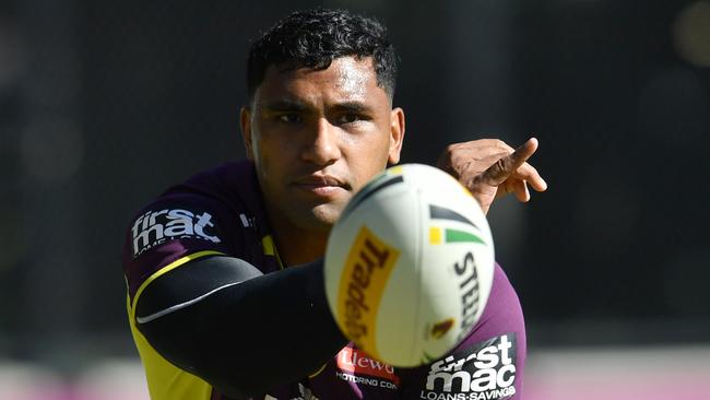 Boom Broncos forward Tevita Pangai Jr has been dominating despite niggling injuries. Picture: AAP Image/Darren England