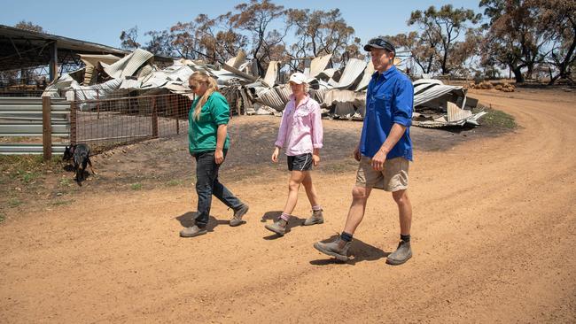 Josh Graham, partner Lily Buick and Danielle Short had five houses on their rural properties in north western Kangaroo Island. Picture: Brad Fleet