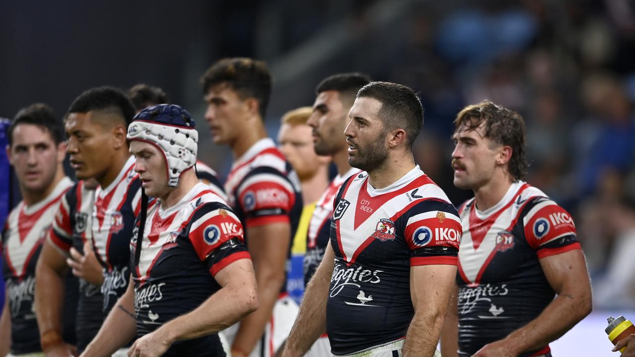 The Roosters struggled in attack, unable to crack the Storm defence despite a one man advantage with Cameron Munster in the sin bin. Picture: NRL Imagery